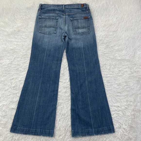7 For All Mankind Pants Womens 31 Blue Ginger Flared Medium Wash Denim Jeans USA - Picture 13 of 15
